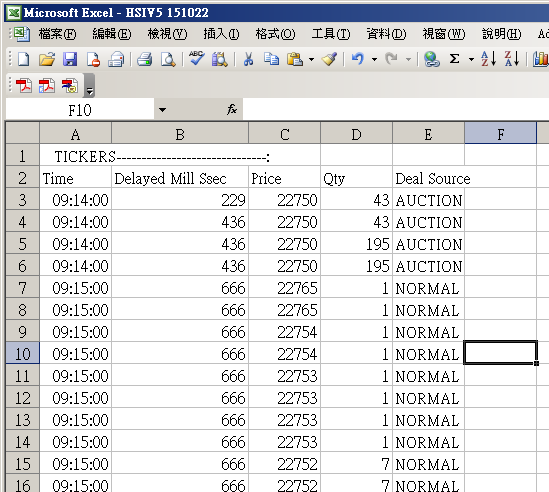 Export Live Ticker Feeds to Excel